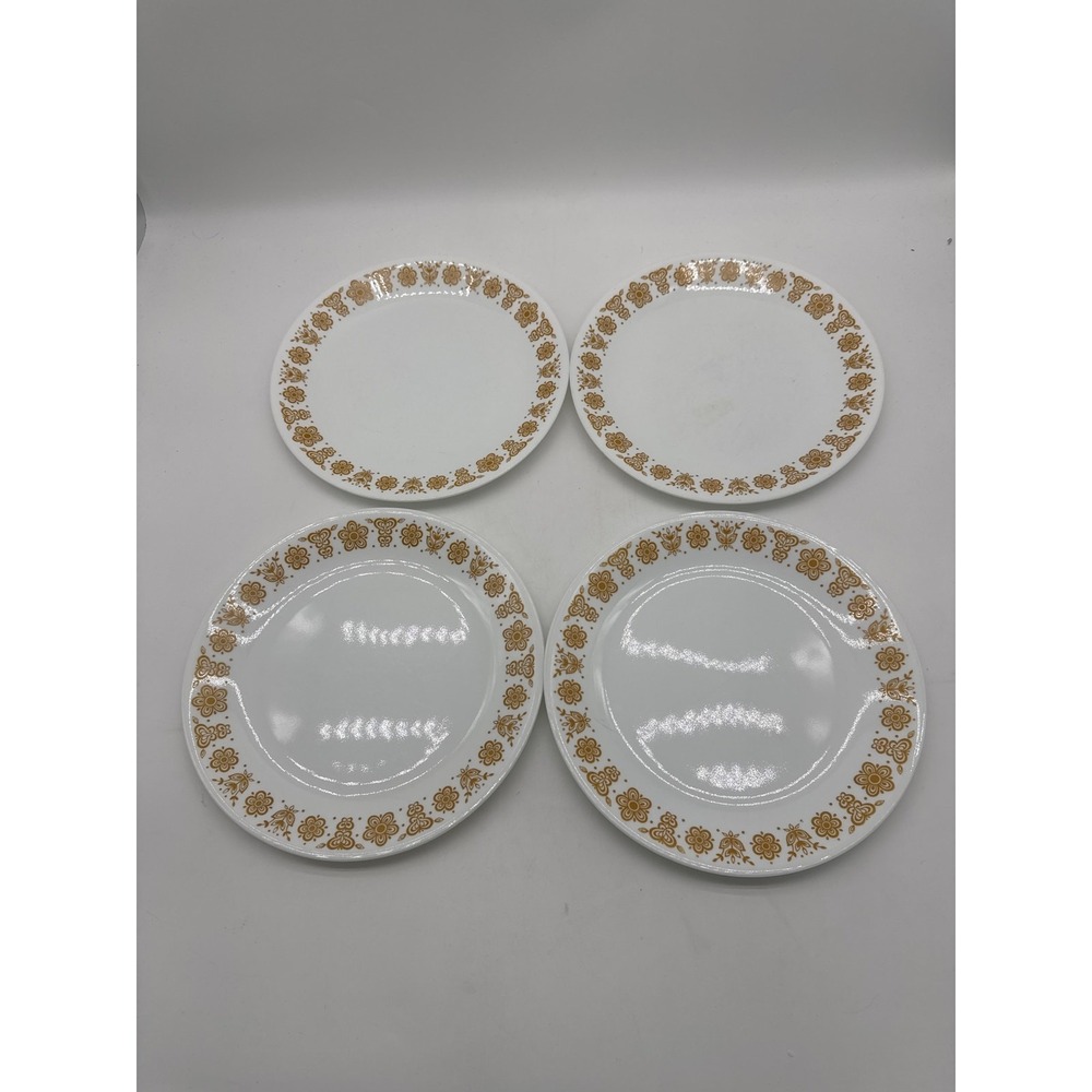 (4) Corelle Butterfly Gold Dinner Plates Dinnerware 10 1/4" Corning USA VTG